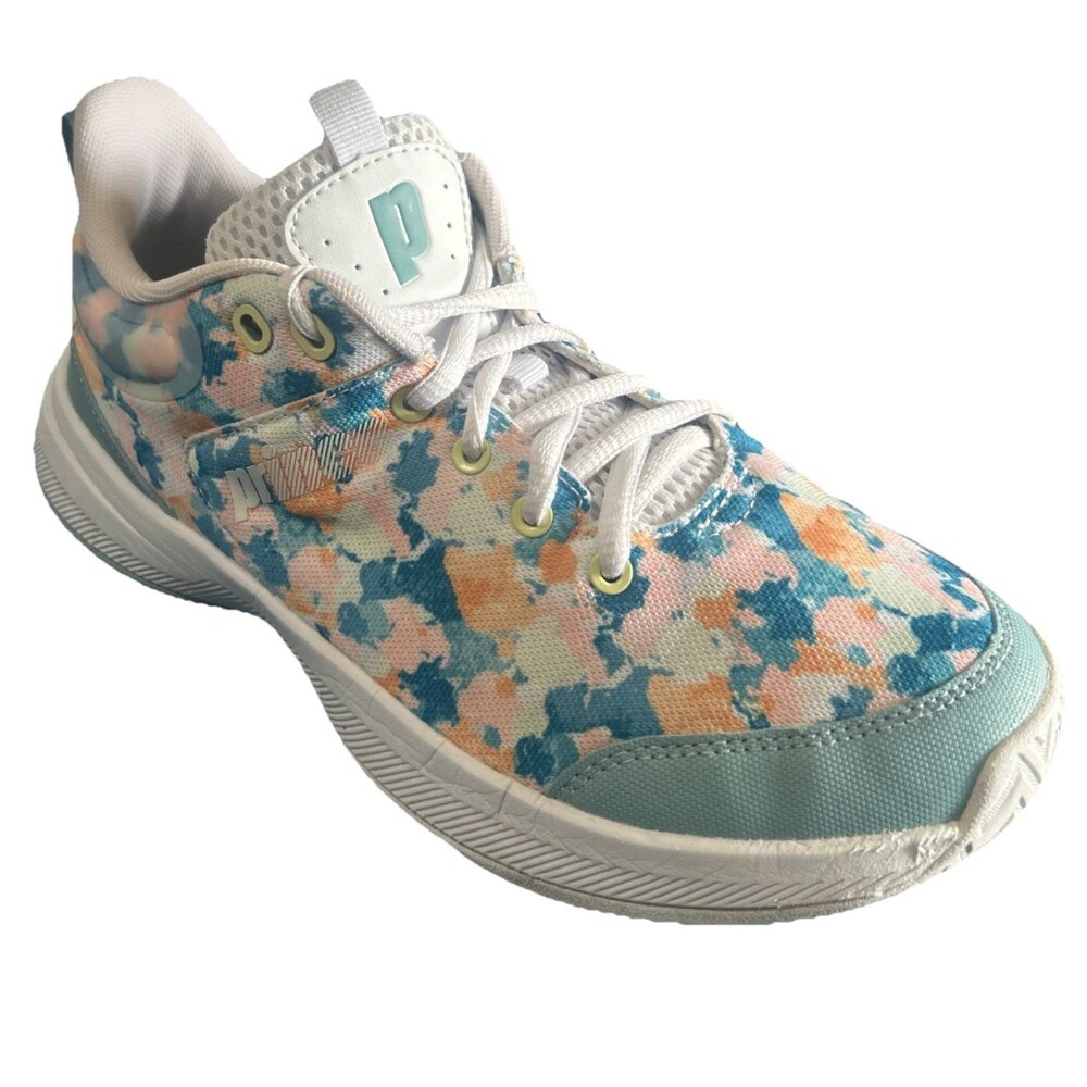 Prince Advantage Lite Womens Sz 8 Tennis White Blue Floral Pickleball Sneaker